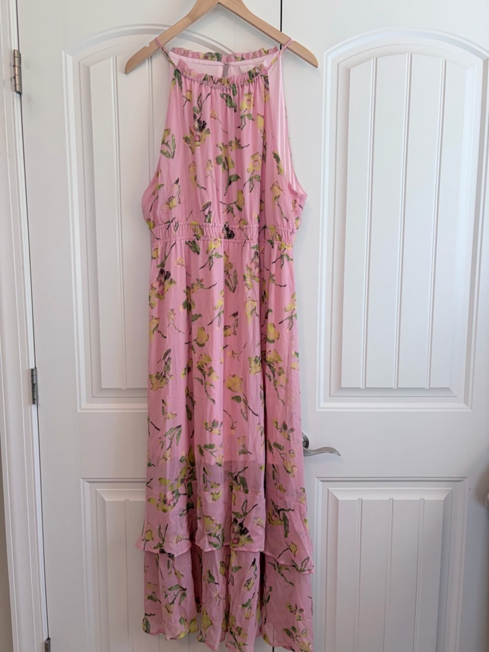NWT Adyson Parker Halter Pink Floral Midi Dress Pale Rosewood Combo Plus Size 2X